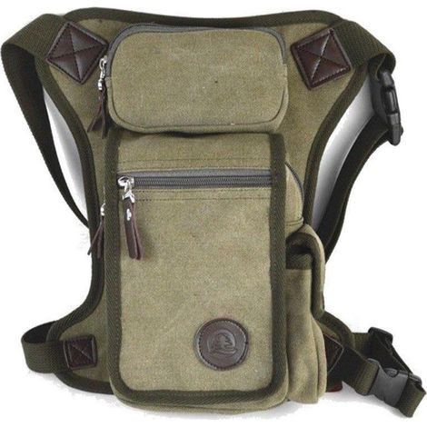 Beintasche Motorrad Canvas wasserabweisend für Herren Damen Armee-Grün (1/4)