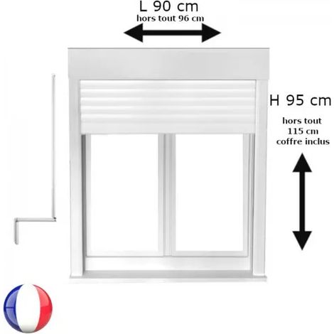 Fenêtre PVC 2 vantaux oscillo-battant avec volet roulant manivelle H 95 x L 90 cm pour pose en neuf