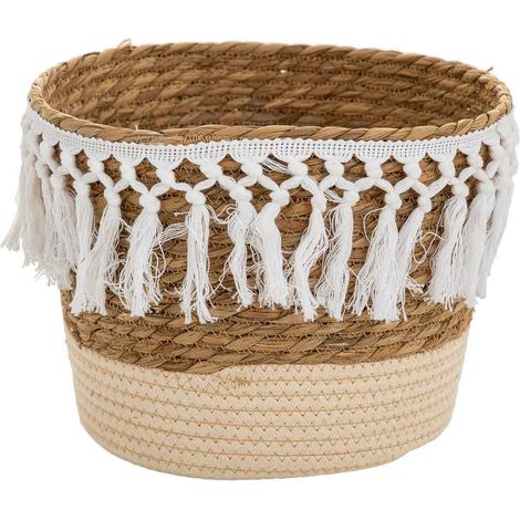 Cesto de fibra natural y algodón blanco d28x21,5 (1/5)