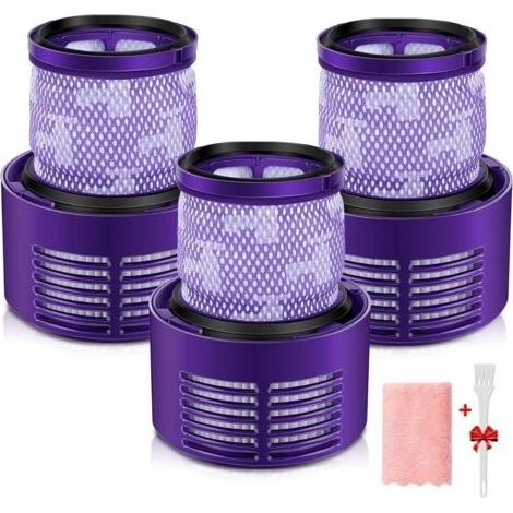 3 Pack - Filtre de remplacement - Accessoire aspirateur - Compatible Dyson V10 - Filtration allergènes - Pour maison avec animaux - Gris - 12x8cm (1/5)