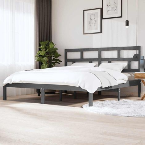 Teenpull – Massivholzbett Grau Kiefer 200x200 cm (1/5)