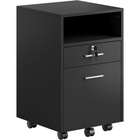 Mobilité et rangement sous le bureau - Caisson à tiroirs noir 40 x 40 x 65 cm pour bureau à domicile (1/5)