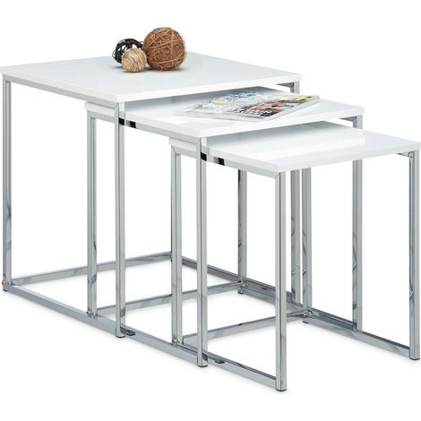 Mesa auxiliar en juego de 3 con patas de metal