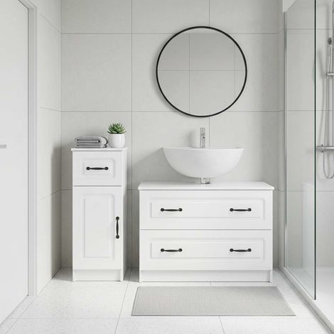 vidaXL Ensemble de 2 meubles de salle de bain UTRECHT Blanc brillant (1/5)