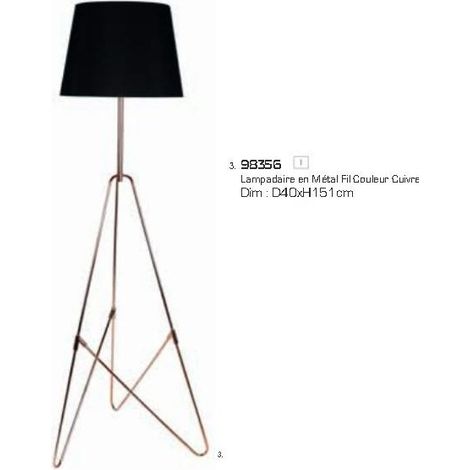 Sema 98356 - Black Metal Floor Lamp - Copper colored wire - D 40 x H 151 cm