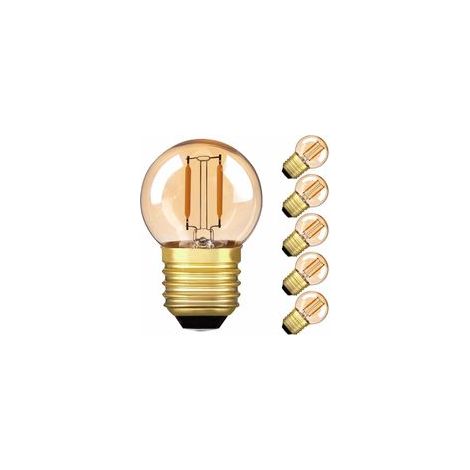 G40 LED Filament Mini Globe Ampoule E27 1W Extérieure Chaud Blanc 2200K (Ambre Glow) - 10W Équivalent de Remplacement Pour Intérieur et Extérieur,6-Pack [Classe énergétique G] (1/5)