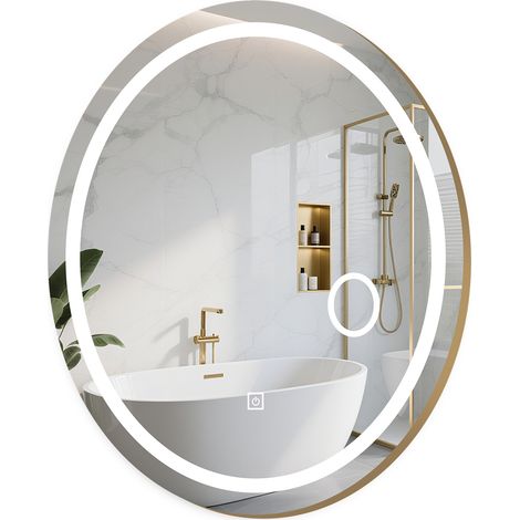 Miroir de Salle de Bain LED Ovale 60x50 cm, Cadre Métal Brossé (1/5)