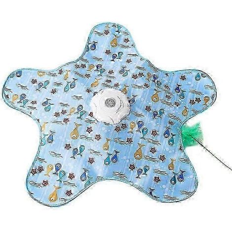 (Petit poisson et jeu) Jouet interactif électrique cache-cache pour chat avec souris, couineur, activation par le mouvement, plumes cachées mobiles, jouet d'éveil pour chat (1/5)
