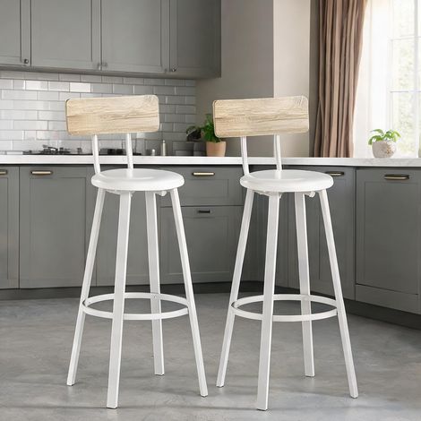 Tabouret de bar bois naturel et blanc 41,5 x 36,5 x 99,5 cm (1/5)
