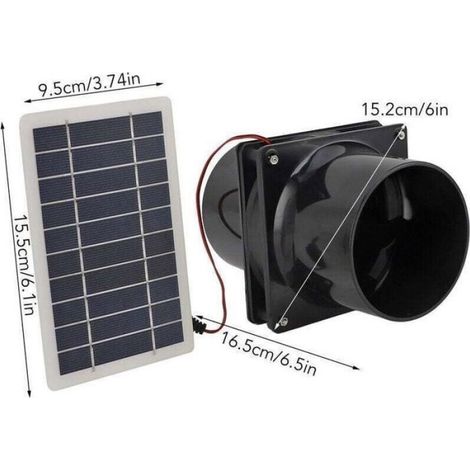 Ventilateur D Extraction Solaire - Panneau Solaire 10 W 12 V - Pour Serre Camping Car Poulailler - ABS Noir - 1 Unite (1/4)