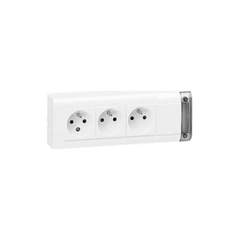 Legrand – Bloc 3 prises en saillie – Fixation murale – 3 Prises 2P+T – Puissance maxi 3680 W en 230 V – Protection enfant Eclips