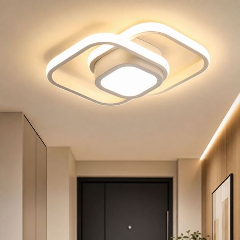 Plafonnier LED 36W Blanc Design Fin, Variateur 3 Couleurs, Acier Laqué Antirouille et Anti-moustiques, Idéal pour Couloir Entrée 5-10m² (1/4)
