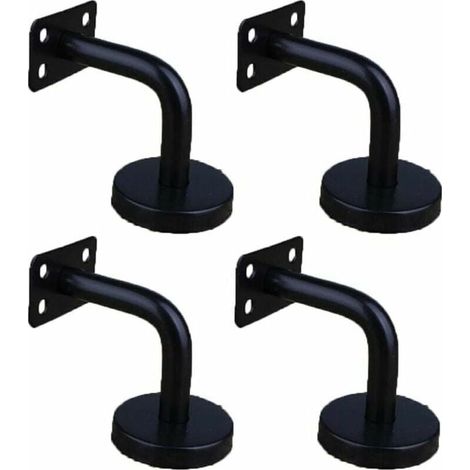 Paquete de 4 soportes de barandilla de escalera de acero inoxidable para montaje en pared (negro) (1/3)