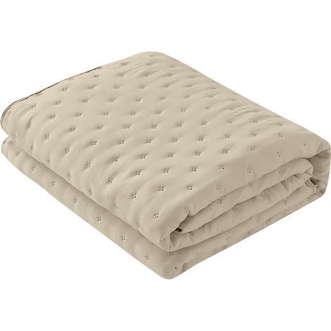 Copriletto Trapuntato Soft Matrimoniale Trapuntino Tinta Unita Due Piazze Coperta Leggera Primavera Estate Trapunta Leggera Sofficissimo Beige