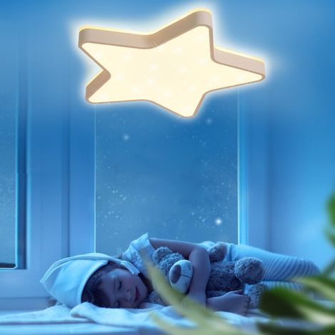 Plafonnier LED pour chambre d'enfant, plafonnier à fixation au plafond, luminaire au design étoilé, intensité lumineuse réglable. (1/5)