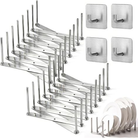 Support de Couvercle, Design Réglable, Acier Inoxydable, 2 Pcs Range Couvercle avec 7 Fentes Réglables pour Couvercles, Casseroles et Assiettes (1/5)