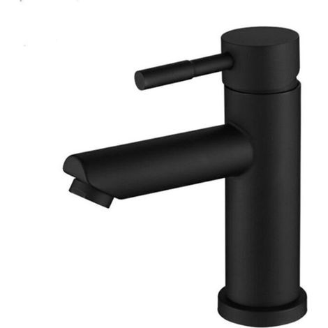Robinet de Lavabo Eau, Mitigeur Salle de Bains en Laiton Durable, Robinet Lave-Mains Aérateur Démontable, Robinetterie pour Toilettes Invités, Cartouche Céramique, Noir (1/5)