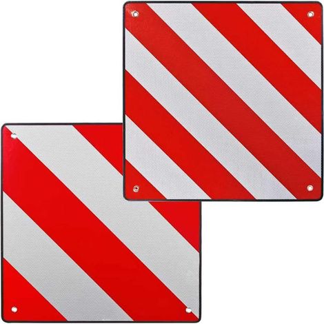 2 In 1 Panneaux De Signalisation Rouge Blanc Réfléchissante 50X50Cm Avec 4 Cordes Tension et Trous De Fixation Pour Cale Camping Car Porte Velo Remorque Arrière Caravane (1/5)