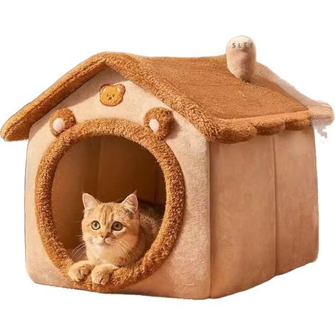Faltbares und weiches Haustierhaus, Hundezwinger für drinnen, warmes Katzenbett mit Kissen, kompatibel mit (1/5)