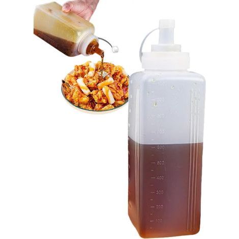 Bottiglie flessibili Generico per liquidi – Dispenser a tenuta stagna e ricaricabile. Bottiglie di grande capacità con graduazione. Ideali per condimenti per insalate, sciroppi, ketchup, spezie e acet (1/5)