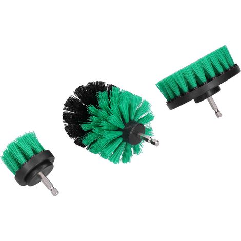 Ensemble de 3 brosses pour perceuse électrique avec filaments en plastique pour le nettoyage des meubles et des tapis, brosse de nettoyage à disque mécanique et électrique. (1/5)
