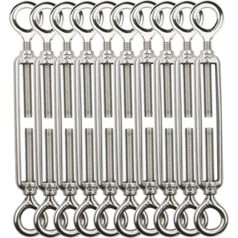 304 Edelstahl M5 Drahtspanner mit Haken für Wäscheleinen, Kabel und Geländer – 10-teiliges Set