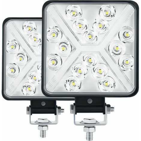 Pair 4” Phare de Travail LED Tracteur 300W 12000LM 6000K Phare LED 4x4 IP67 Feux Additionnels LED Moto Carré 8D Lentille Extrêmement Haute Luminosité pour Tracteur SUV Camion Garage Jardin