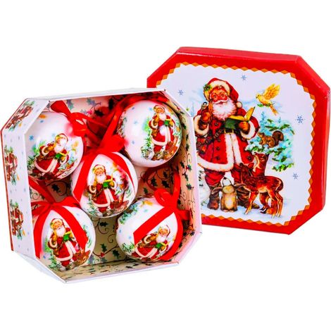 Coffret de 5 boules de Noël rétro père Noël - 7.5cm (1/3)