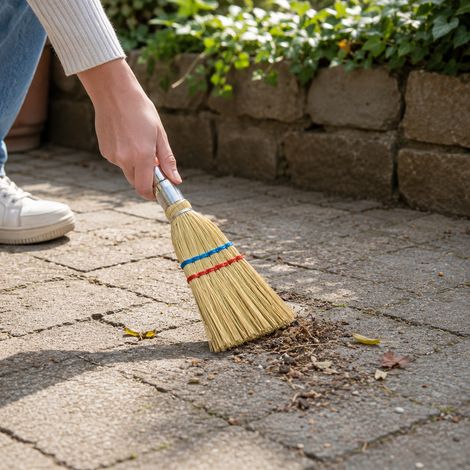 Strohbesen mit Holzstiel L28xB14cm-MSB28