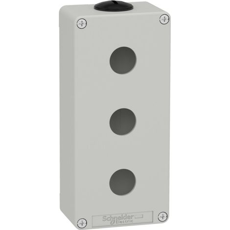 Leerer grauer Kasten mit 3 Löchern + Schneider + strapazierfähiges Material + kompakte Abmessungen.