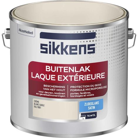 Sikkens - Peinture Laque Extérieure Bois et Fer - Finition tendue, sous-couche intégrée, facile à appliquer - Satin Blanc Sable 2,5 L
