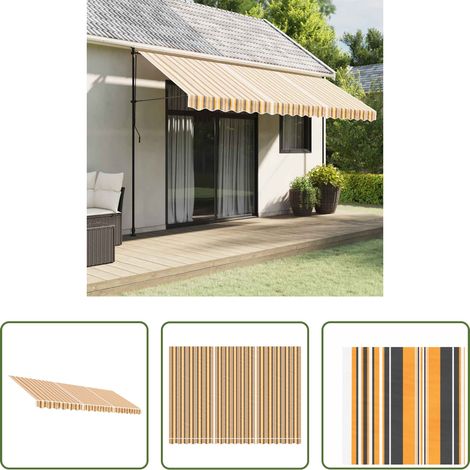 Remplacement de toiture - Tissu de remplacement pour auvent rayures multicolores 4,5x3 m (1/5)