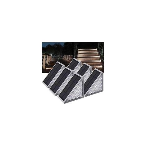 Kit de 6 projecteurs solaires d'extérieur, lumière blanche froide, étanches IP67, idéal pour éclairer des espaces extérieurs triangulaires, (1/4)