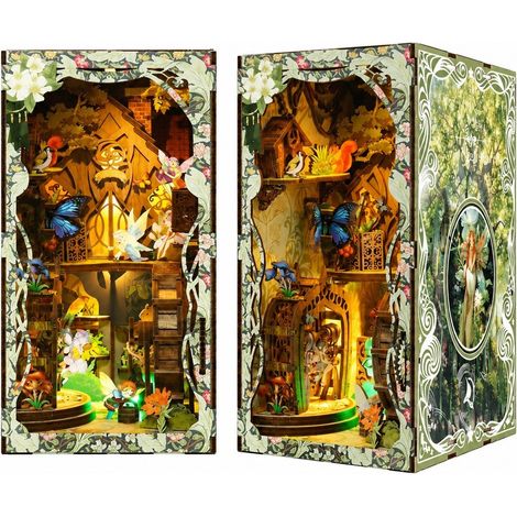 Puzzle serre-livres 3D en bois à monter soi-même, Secret de la forêt, Cabane à assembler à la main, Découpe laser (1/4)