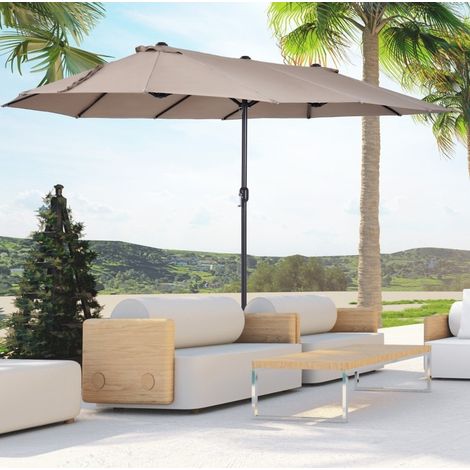 Doppel-Sonnenschirm 460x270x240 cm hellkaffee Polyester mit Handkurbel (1/5)