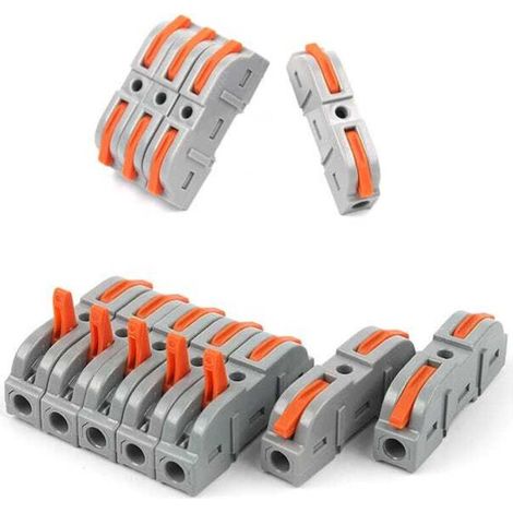 Lot de 20 connecteurs de fils rapides, gris, bornes isolées, faciles à installer (1/2)