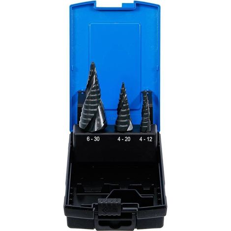 Jeu de Forets Étagés 3 pcs - D.4 à 30 mm - Acier Durable et Précis, , Pro - D-Work