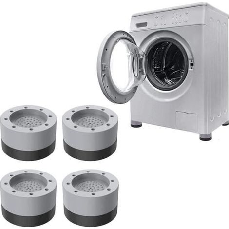 4 patins anti-vibration, caoutchouc renforcé, absorption des chocs, pour machine à laver et sèche-linge, sols durs (1/4)