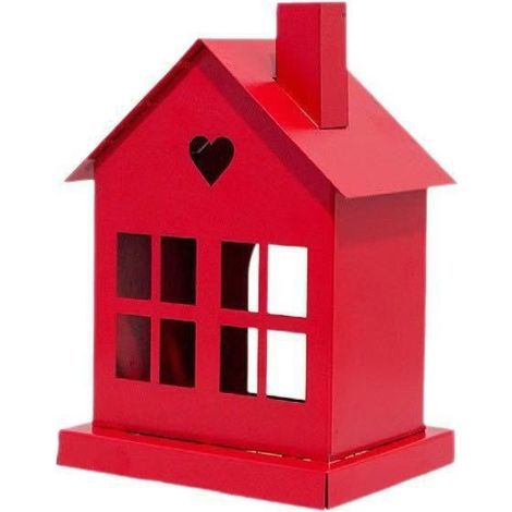 Portavelas decorativos, adornos navideños, centros de mesa con forma de casa. (1/4)