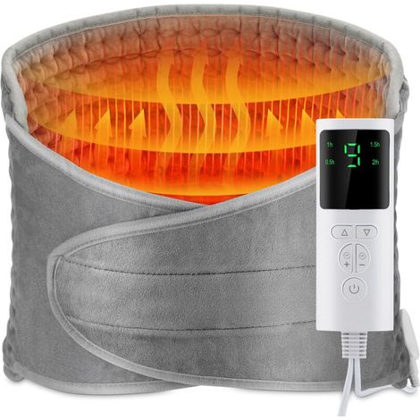 Coussin Chauffant Electrique pour Le Dos Coussin Chauffant Lombaire Ventre Chauffage Rapide 9 Niveaux Chaleur Lavable 30x126cm