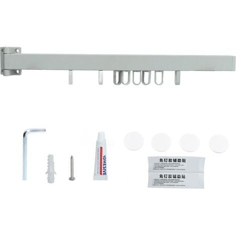Sèche-linge mural rétractable blanc 60cm, anneau rotatif pliable, gain de place, cintre simple pour balcon et buanderie, pliable (1/5)