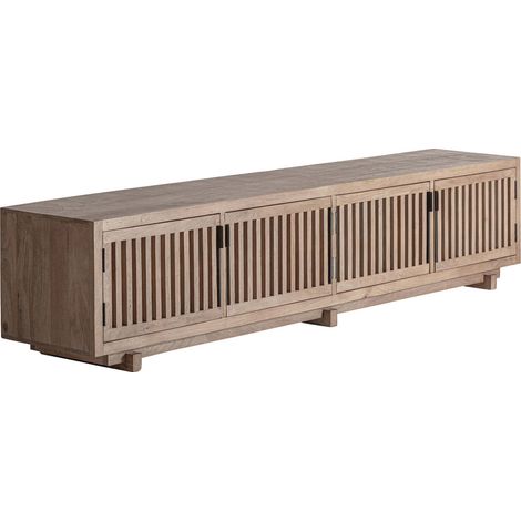 Meuble tv contemporain en bois de manguier finition marron marbré - Marron bois de manguier marbré (1/5)