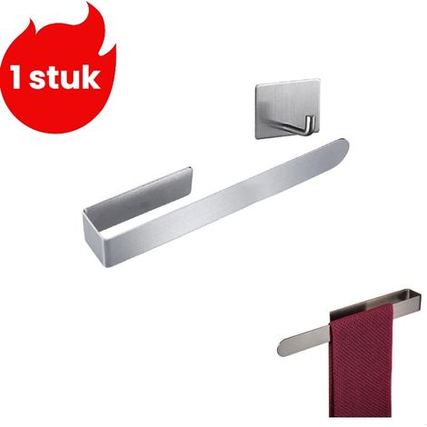 Porte-serviettes mural en acier inoxydable brossé, idéal pour la salle de bain, couleur argent. (1/5)