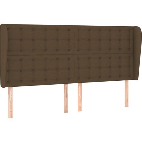 Testiera Testata del letto ad Orecchio Marrone Scuro 183x23x118/128 cm in Tessuto (1/4)