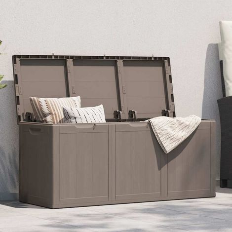 vidaXL Caja de almacenaje para jardín 270 L PP aspecto madera marrón (1/5)