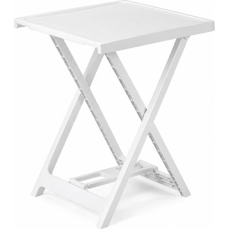 Tavolo pieghevole da esterno in plastica, formato piccolo - Misura 50x47x65 cm - Tavolino Bianco salvaspazio e facile da riporre (1/5)