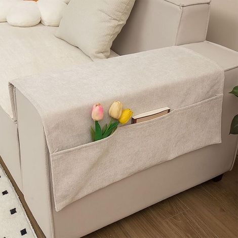 Organiseur d'accoudoir de canapé avec 3 grandes poches pour télécommande, clés, lunettes, pour une chambre bien rangée, canapé ou table de chevet