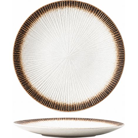 Assiette japonaise à rayures 8 pouces, décor or sésame