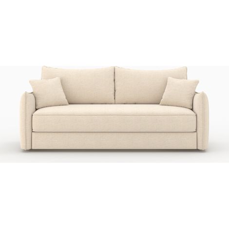 Sofá cama de 3 plazas en tela efecto lino blanco roto - Céleste (1/4)