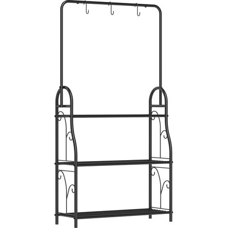 Étagère à plantes 3 niveaux avec barre de suspension et 3 crochets, support pour pots en métal noir 137 cm, pour salon, balcon ou jardin CHICFURN (1/5)